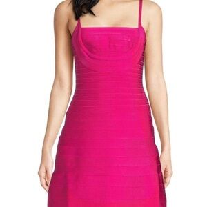 Herve Leger Vibrant Pink Mini Dress
